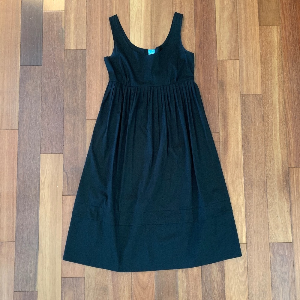 Barney's Co-op Black Sleeveless Empire Waist Babydoll Pleated Dress 0 XS